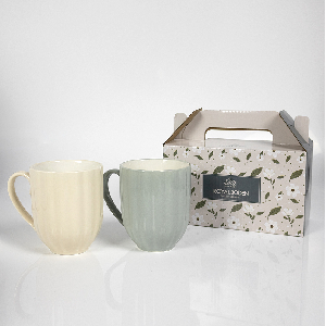 파스텔 엠보 머그컵 2P(크림 그레이) 320ml 1BOX (20EA)